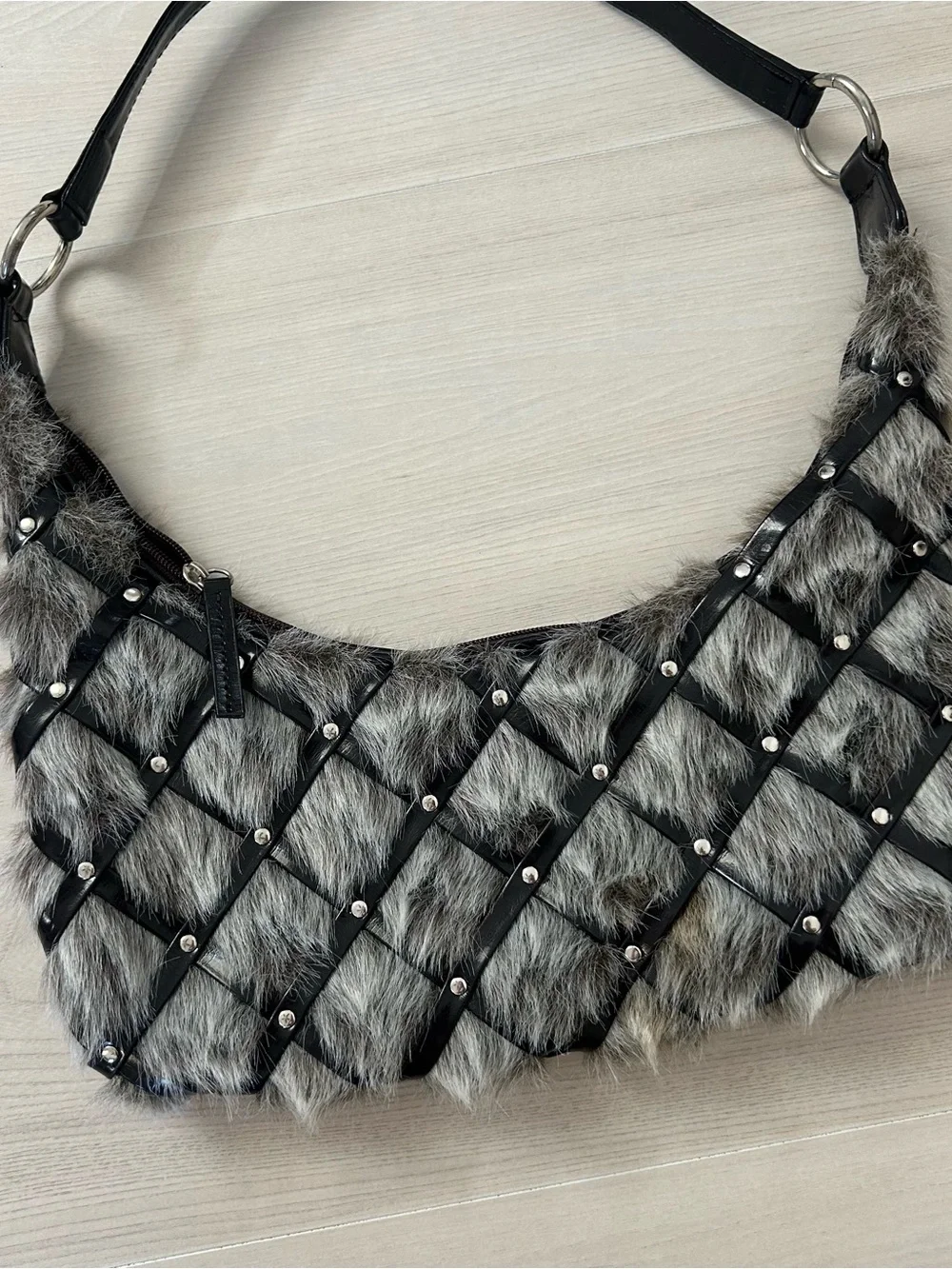 fuzzy shoulder bag